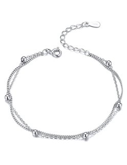 BAMOER 925 Sterling Silver Double Chain & Ball Bracelet SCB131