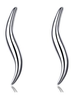 BAMOER σκουλαρίκια καρφωτά SCE600 σε σχέδιο κύματος, ασήμι 925, ασημί