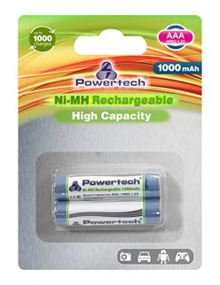 POWERTECH επαναφορτιζόμενη μπαταρία PT-941, AAA HR03, 1000mAh, 2τμχ