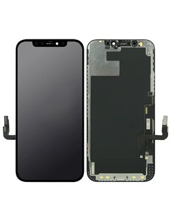 TW INCELL LCD for iPhone 12/12 Pro, camera-sensor ring, earmesh, black