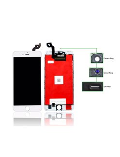 TIANMA High Copy LCD iPhone 6S Plus, Camera-Sensor ring, ear mesh, White