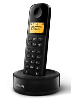 PHILIPS ασύρματο τηλέφωνο D1601B/34, με ελληνικό μενού, μαύρο