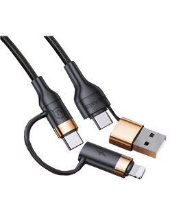 USAMS καλώδιο USB Type-C + Lightning US-SJ483, PD 3A 60W, 1.2m, μαύρο
