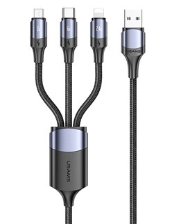 USAMS καλώδιο USB σε Micro/Type-C/Lightning US-SJ510, 6A, 1.2m, μαύρο