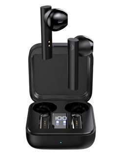 CELEBRAT earphones με θήκη φόρτισης W12, True Wireless, μαύρα