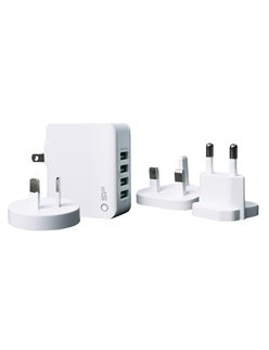 SILICON POWER φορτιστής τοίχου WC104P, 4x USB, UK/EU/AU/US, 4.4Α, λευκός