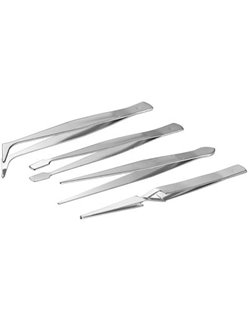 FIXPOINT set of metal tweezers, 4 pcs