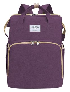 2 in 1 τσάντα πλάτης και παιδικό κρεβατάκι TMV-0051, αδιάβροχη, μωβ